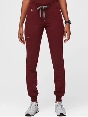 FIGS Scrub Jogger Pants Womens XL Tall Burgundy Technical Collection Medical